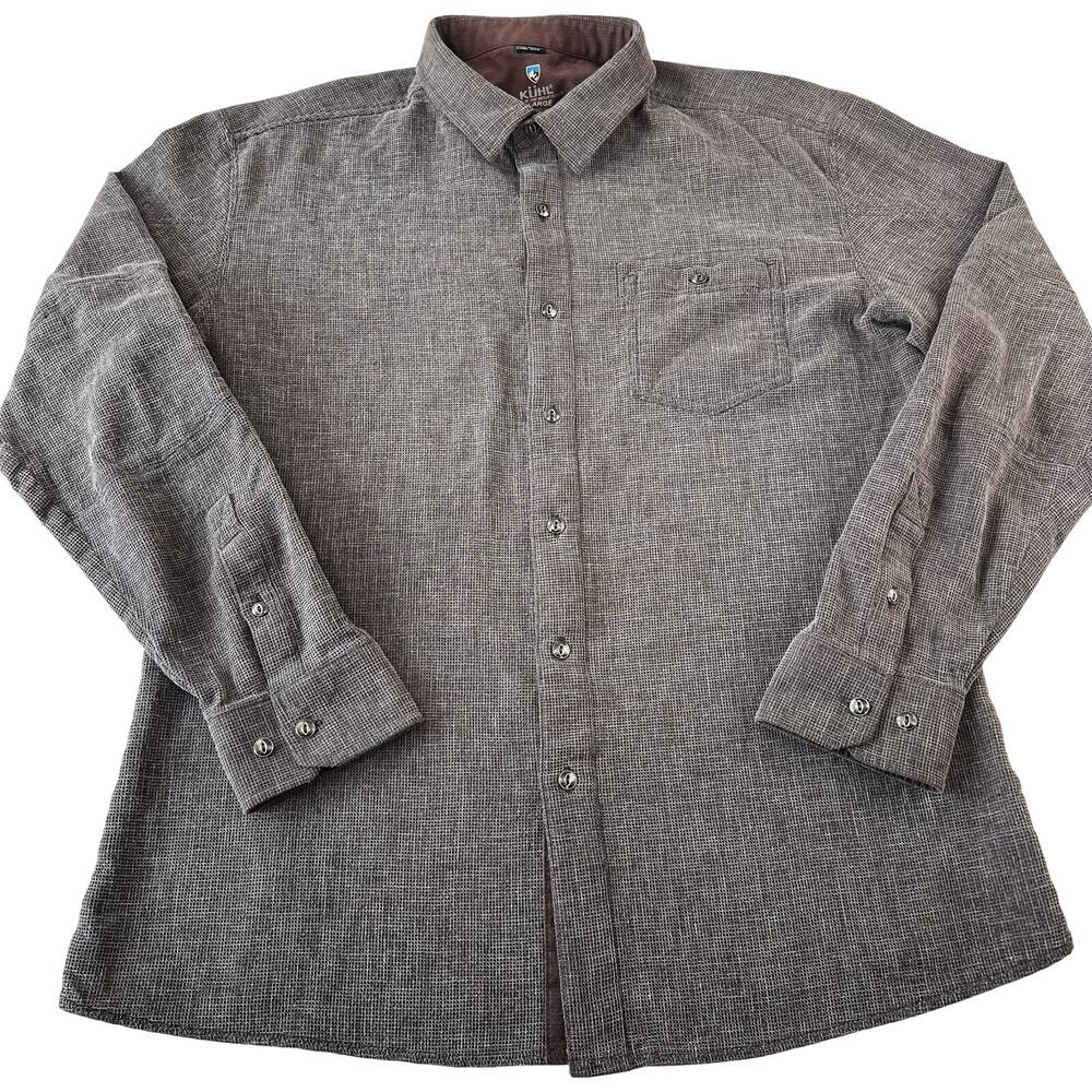 Kuhl Brown Men’s Uproar 5 Panel Long Sleeve Button Shirt Hiking size XL